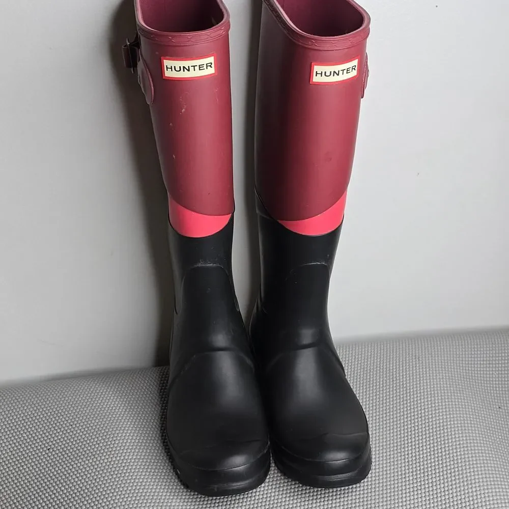 Hunter Asymmetric Colorblock Welly Boot Sz 6F‎